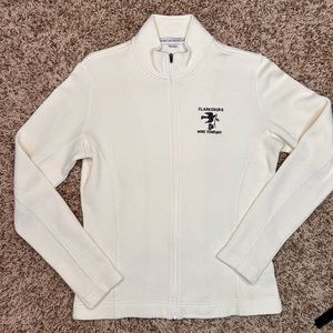 Full Zip Port Authority Sweater Athletic Jacket Cream Color Size Small
